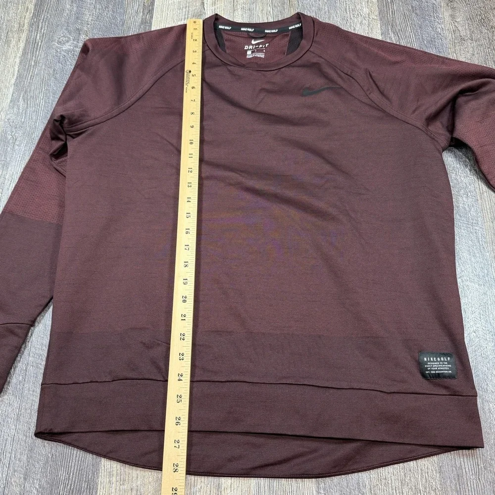Nike Golf Dri-FIT Crewneck Pullover Men's L Burgundy Long Sleeve Performance Top